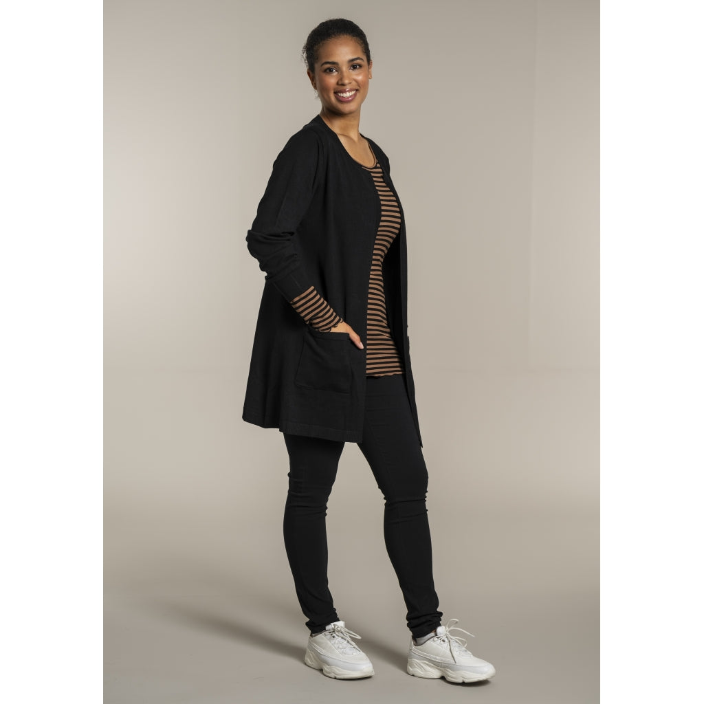 Sandgaard Lang cardigan med lommer Long Cardigan Black