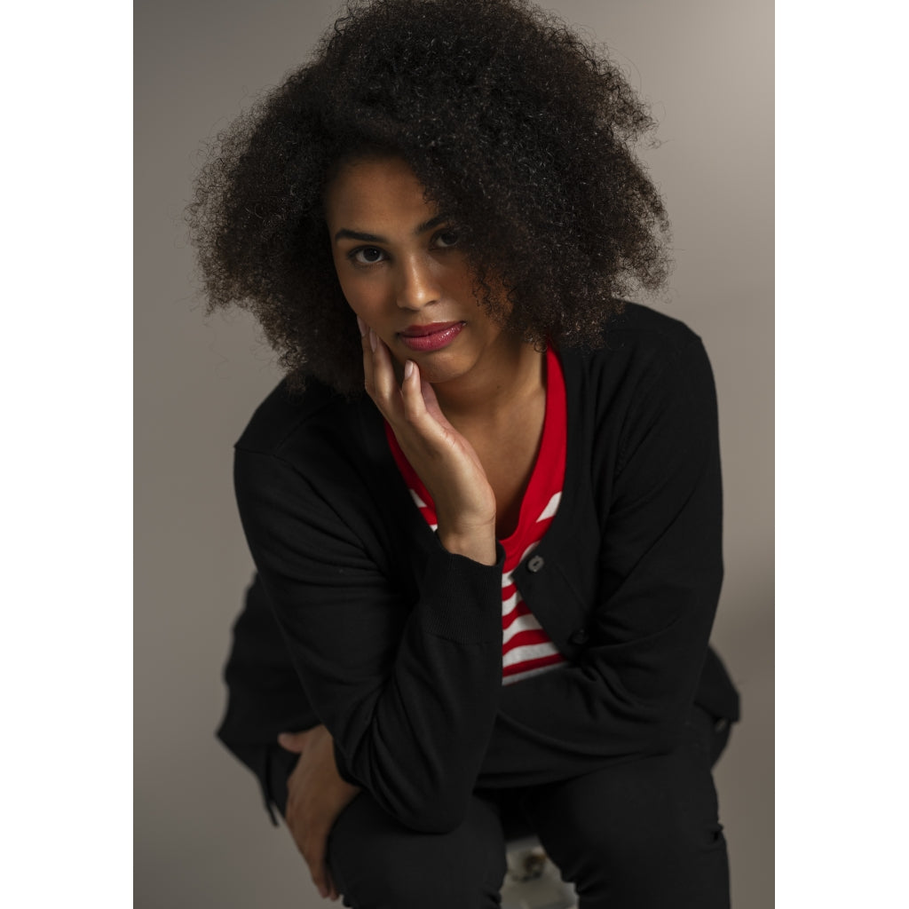 Sandgaard Lang cardigan med lommer Long Cardigan Black