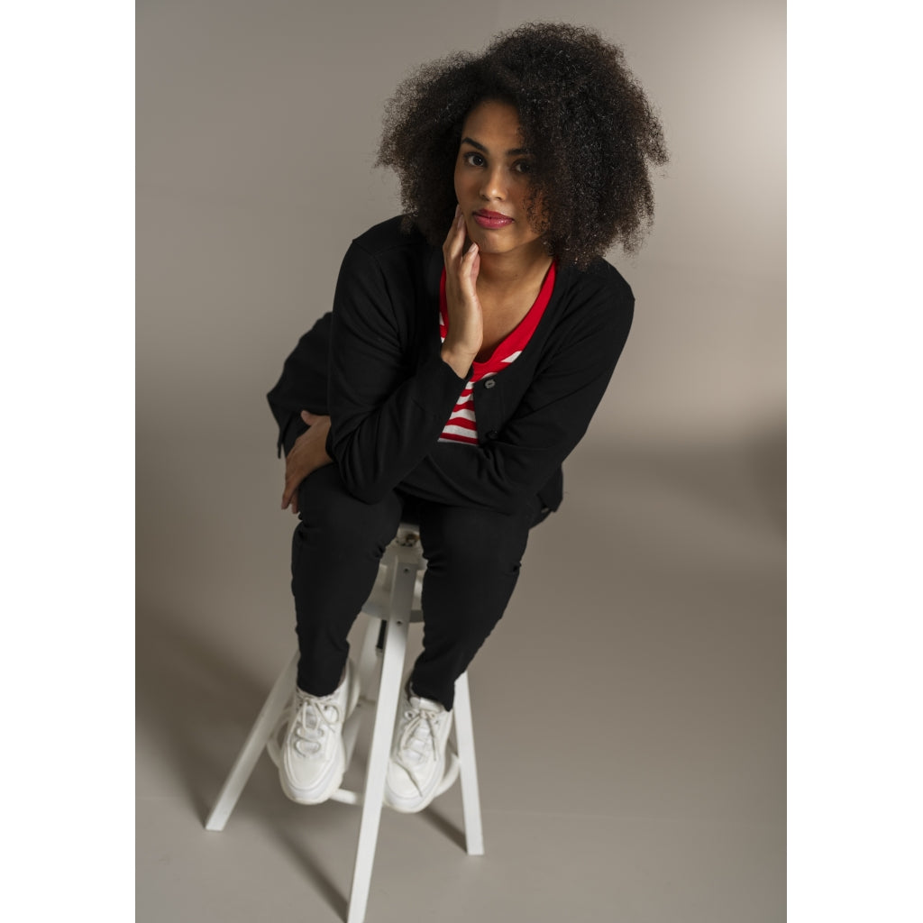 Sandgaard Lang cardigan med lommer Long Cardigan Black