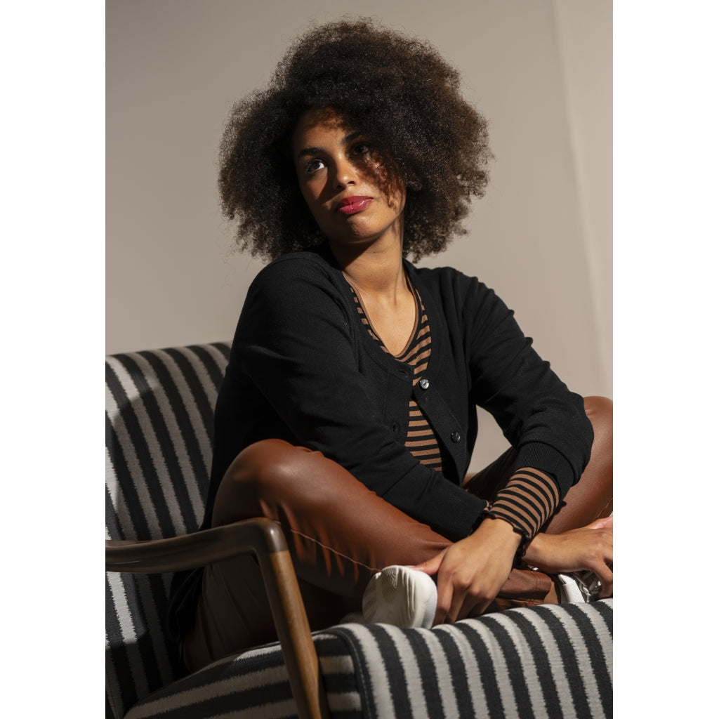 Sandgaard Lang cardigan med lommer Long Cardigan Black