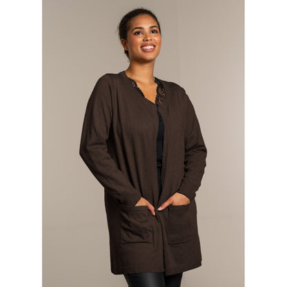 Sandgaard Lang cardigan med lommer Long Cardigan Dark Brown