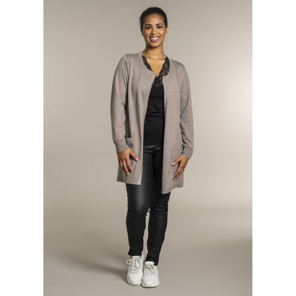 Sandgaard Lang cardigan med lommer Long Cardigan Beige melange