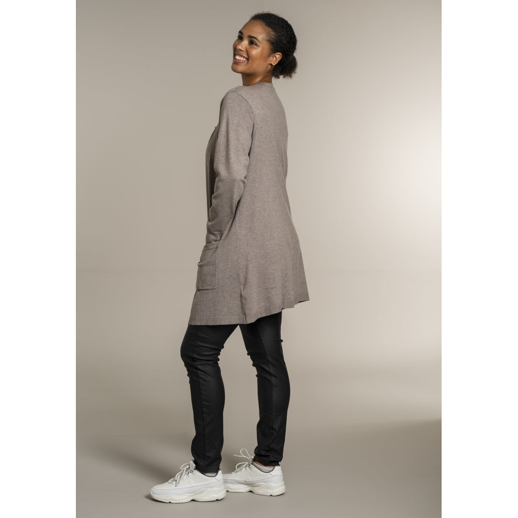 Sandgaard Lang cardigan med lommer Long Cardigan Beige melange