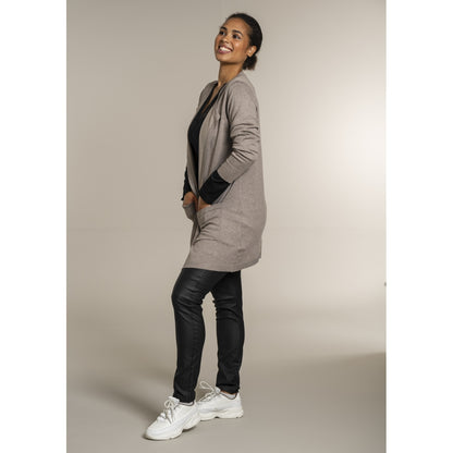 Sandgaard Lang cardigan med lommer Long Cardigan Beige melange