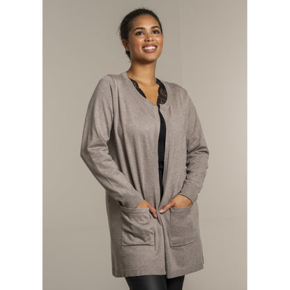 Sandgaard Lang cardigan med lommer Long Cardigan Beige melange