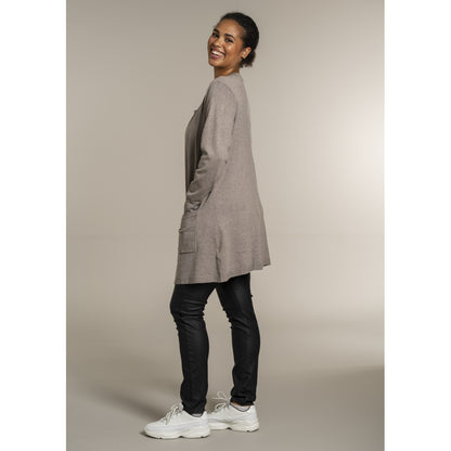 Sandgaard Lang cardigan med lommer Long Cardigan Beige melange