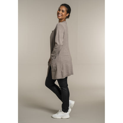 Sandgaard Lang cardigan med lommer Long Cardigan Beige melange