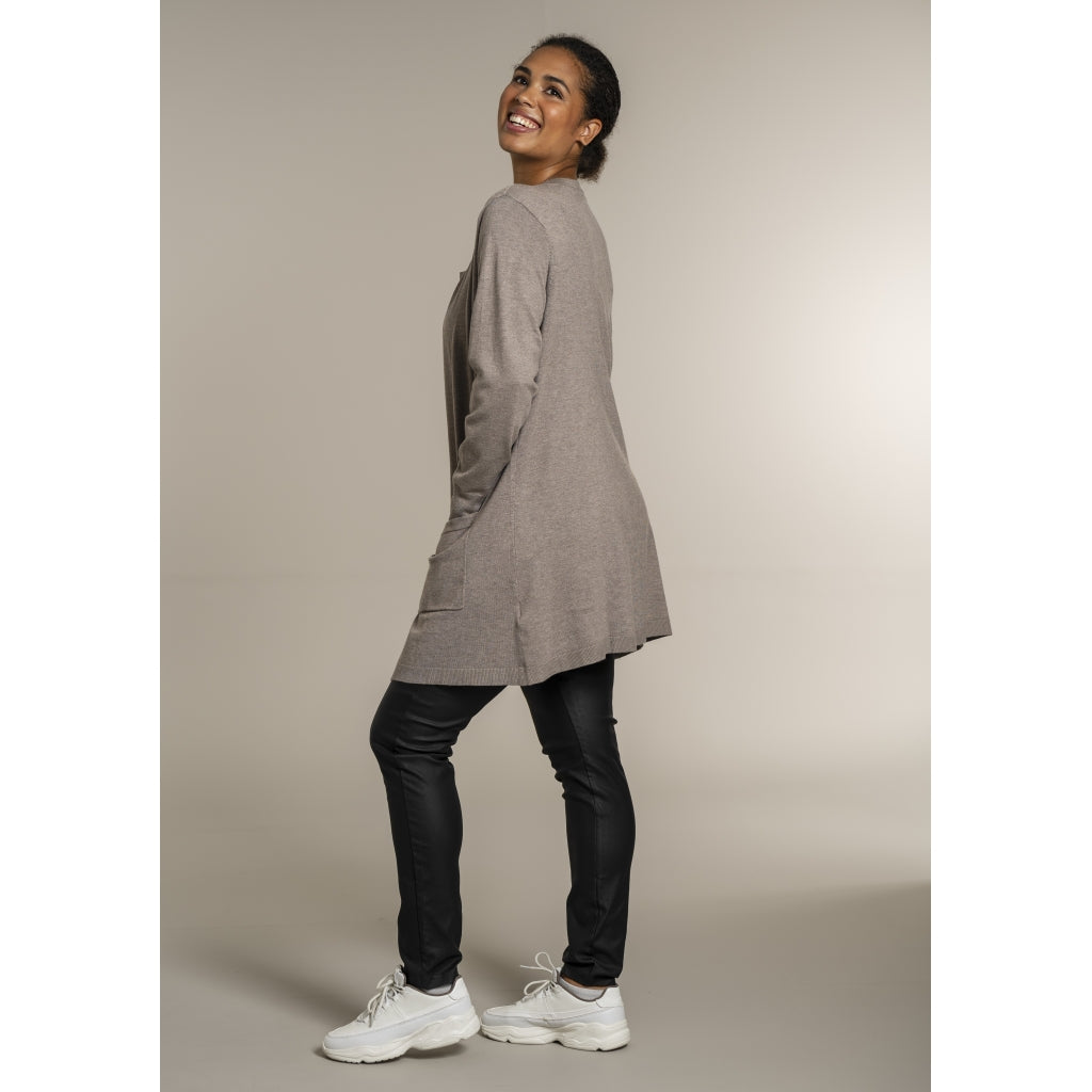 Sandgaard Lang cardigan med lommer Long Cardigan Beige melange