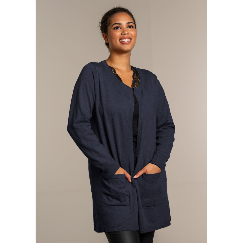 Sandgaard Lang cardigan med lommer Long Cardigan Dark Blue