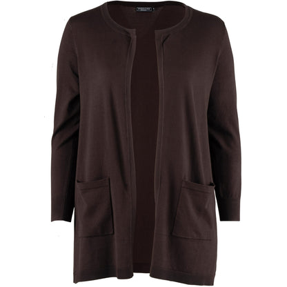 Sandgaard Lang cardigan med lommer Long Cardigan Dark Brown