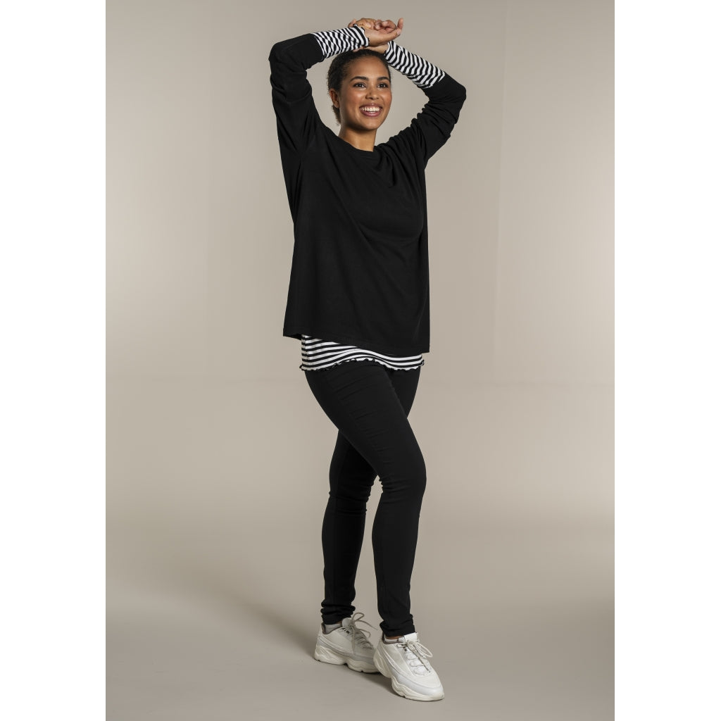 Sandgaard Strikket langærmet bluse Blouse Black