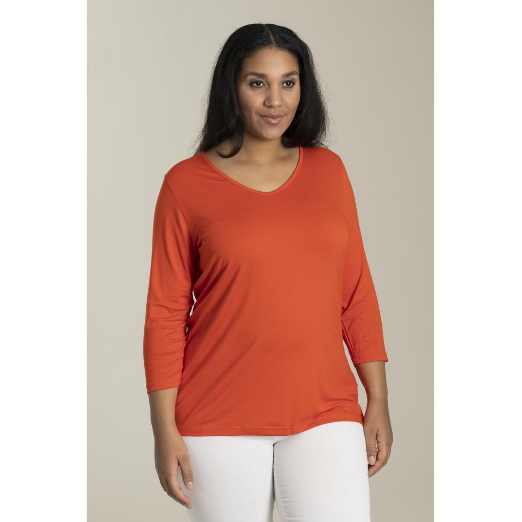 Sandgaard T-shirt med 3/4 ærmer T-Shirt Chili Orange