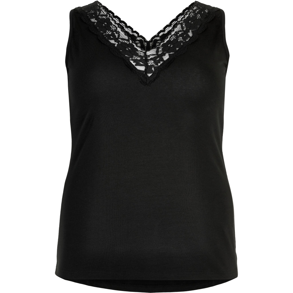 Sandgaard Top med V-hals og bomuld Top Black