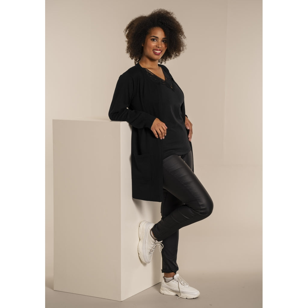 Sandgaard Top med V-hals og bomuld Top Black