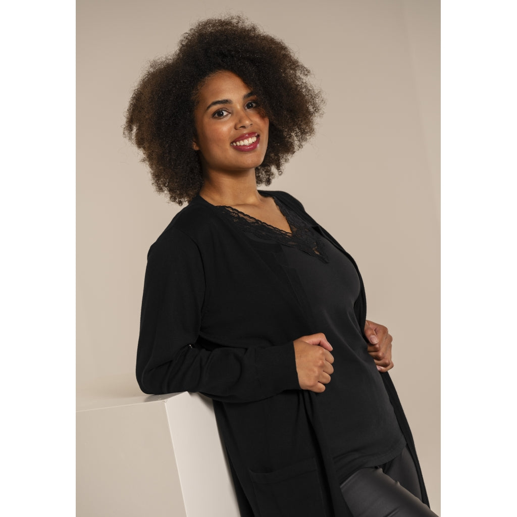 Sandgaard Top med V-hals og bomuld Top Black
