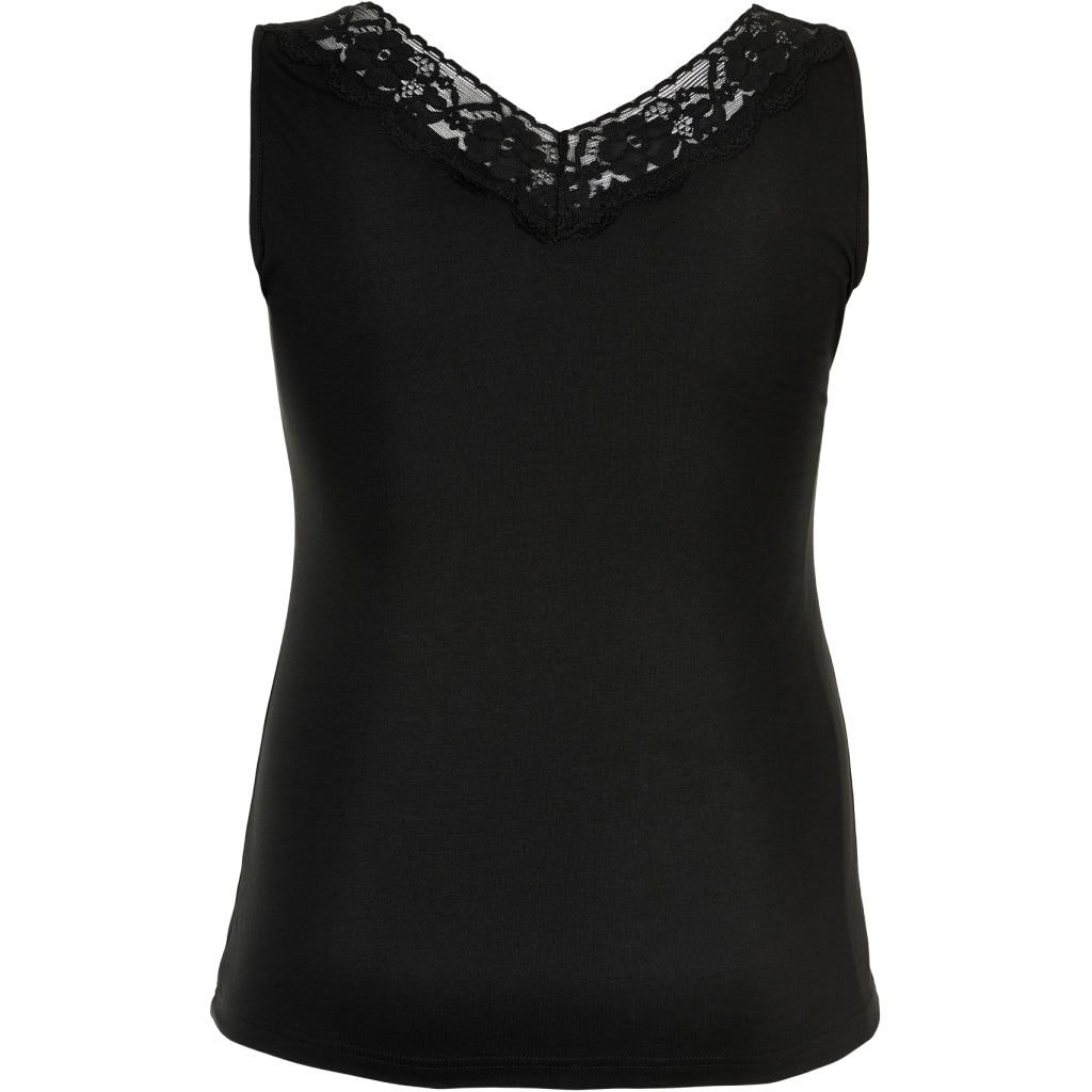 Sandgaard Top med V-hals og bomuld Top Black