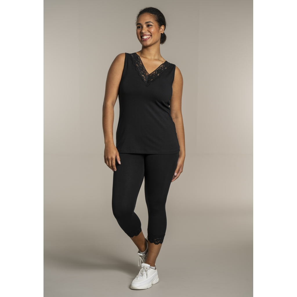 Sandgaard Top med V-hals og bomuld Top Black