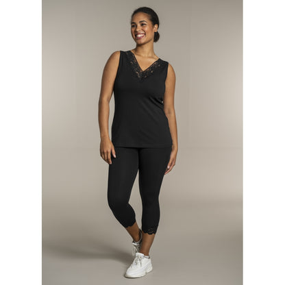 Sandgaard Top med V-hals og bomuld Top Black