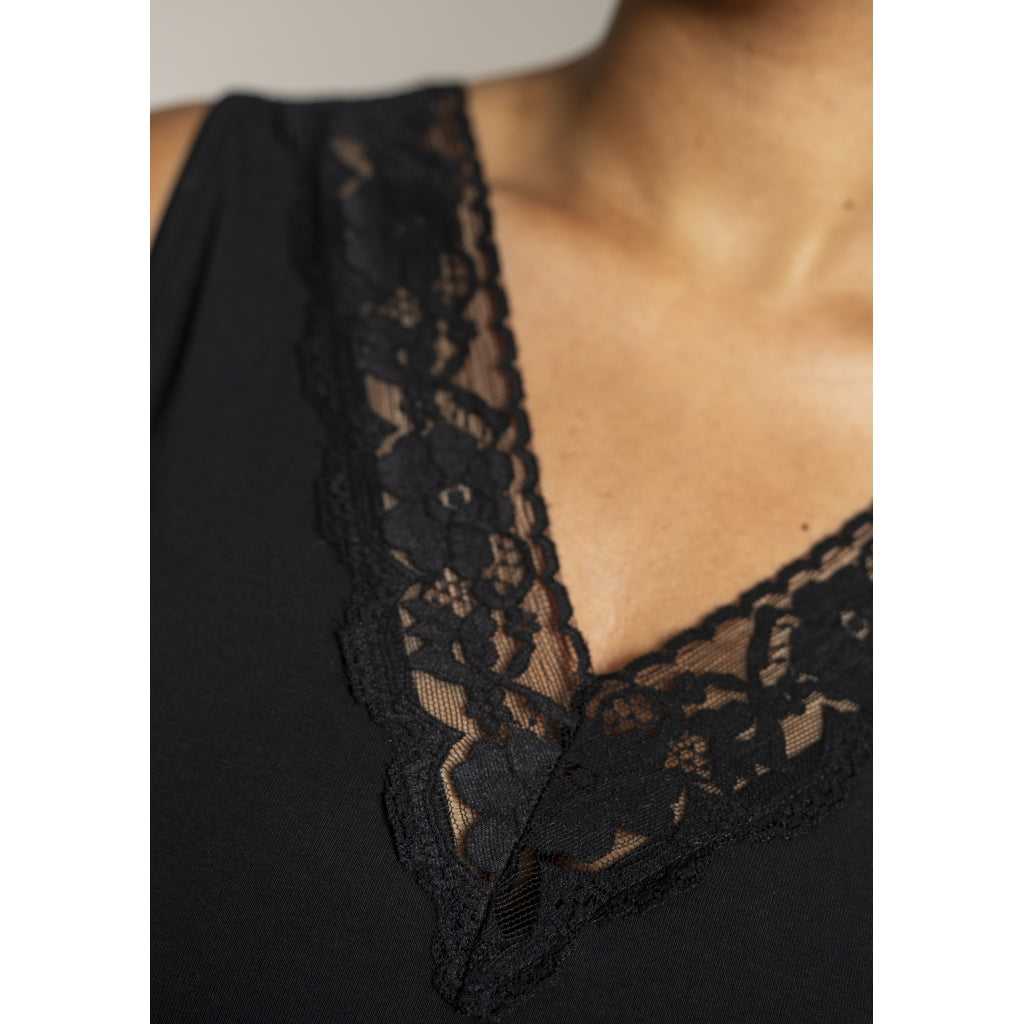 Sandgaard Top med V-hals og bomuld Top Black