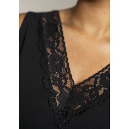 Sandgaard Top med V-hals og bomuld Top Black