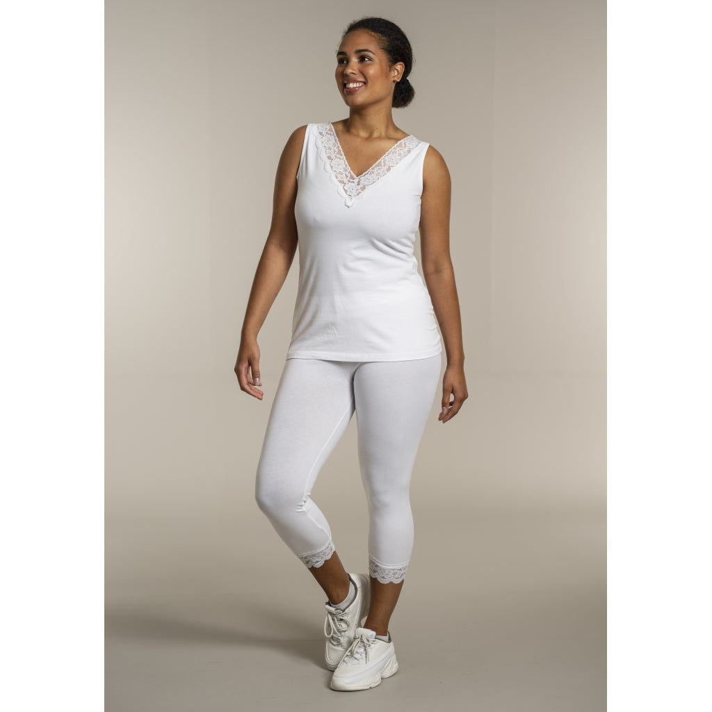 Sandgaard Top med V-hals og bomuld Top White