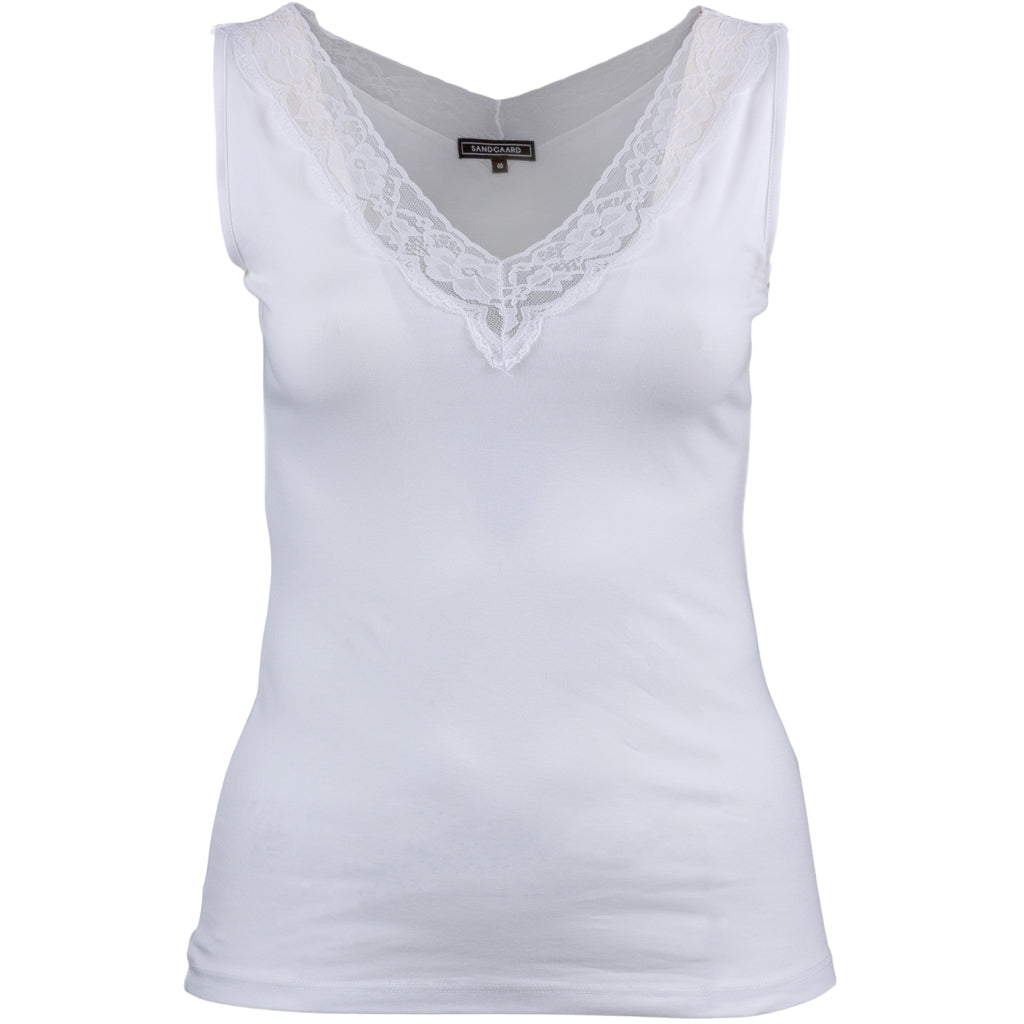 Sandgaard Top med V-hals og bomuld Top White